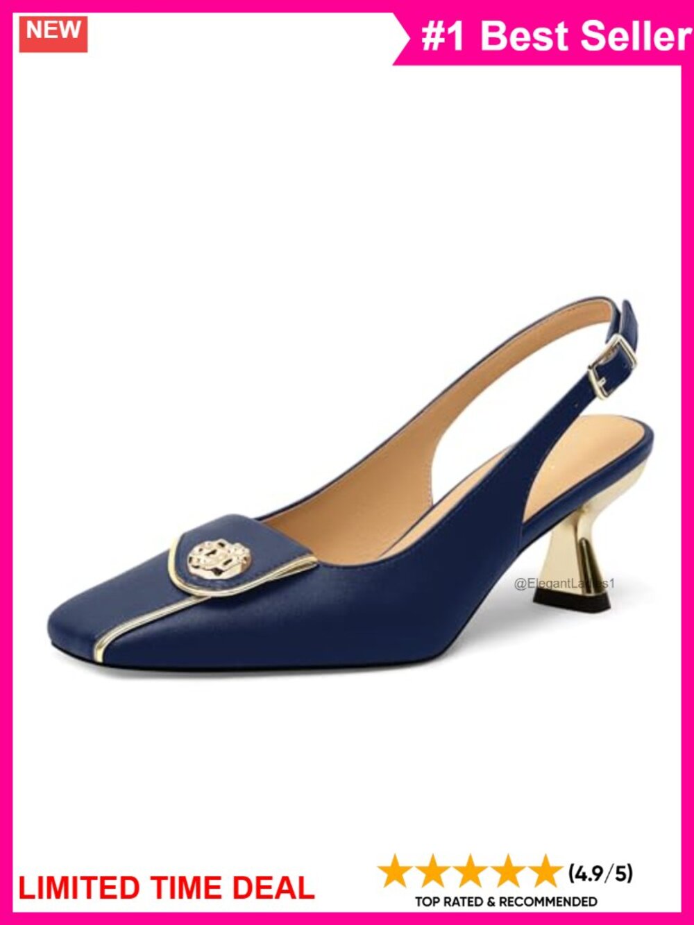 Kitten Heel Slingback Square Toe Pumps Matte Slip On Work Dress Shoes